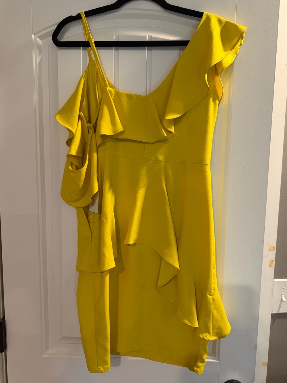 Yellow Ruffle One-Shoulder Dress - Picture 2 of 6
